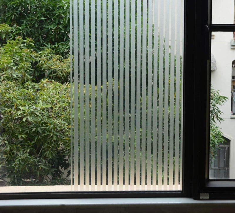 VSUDO 2 Rolls 35.4" by 78.7" Privacy Window Film, Frosted Stripe Pattern Window Tint, Static Cling Window Glass Sticker for Home (38.75 Sq. Ft Total) - Image 2